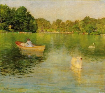  Parque Pintura - En el lago Central Park William Merritt Chase